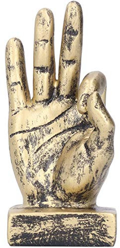 Atyhao Harz Finger Statue, OK Geste Skulptur Hand Tischdekoration Harz Finger Geste Skulptur Kreative Statue Hände Skulpturen Kreative Retro Home(Bronze)