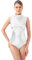 Kepblom Damen Ärmelloser Gymnastikanzug Metallic Glitzer Rollkragen Body, silber, XXL