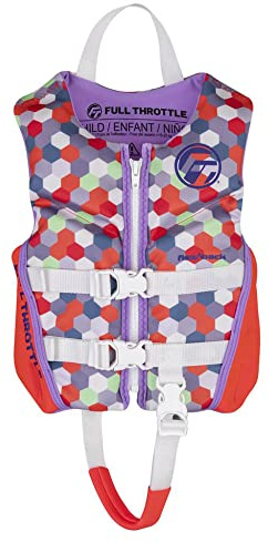 Full Throttle Child Rapid Dry Flex Back Life Jacket, Pink