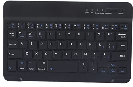EVTSCAN Teclado inalámbrico para Tableta de 7-8 Pulgadas Teclado Bluetooth Ligero y Delgado portátil Teclado Bluetooth inalámbrico de aleación de Aluminio para Android iOS Win Black