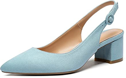 Mettesally Décolleté Con Tacco Medio Slingback Da Donna 2 Pollici Décolleté Classici Con Punta a Punta Azzurro EU39