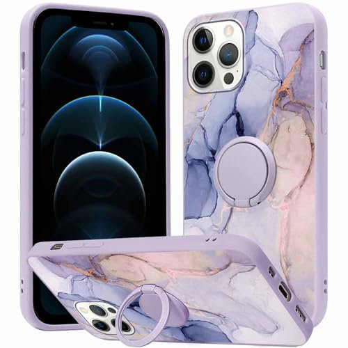 Yoedge Phone case for Apple iPhone 12 Pro Max 6.7 inch, 360° Magnetic Ring Holder Kickstand Silicone TPU Shockproof Anti-Scratch Protective Resistant Pattern for iPhone12 Pro Max, Marble 1