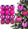 Yisscen 24er Set Weihnachtskugeln ø 4cm Weihnachtskugeln Rosa,Christbaumkugeln aus Kunststoff,Weihnachtsbaumschmuck Weihnachtsbaumkugeln,Wiederverwendbar Party Deko Kugeln - 4 Stile
