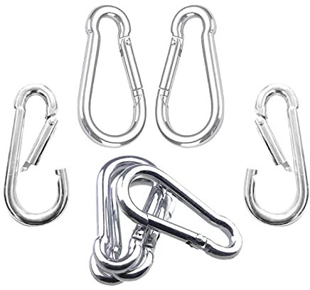 8PCS Small Keychain Clips Mini Steel Spring Snap Hook Carabiner - 5 cm Durable Iron Quick Release Auto Locking D-shape Clip for Home, Rv, Camping, Fishing, Hiking, Traveling and Sports