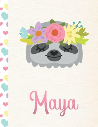 Maya: 2022. Personalized Weekly Sloth Planner For Girls. 8.5x11 Week Per Page 2021 Planner/Diary With Pink Name