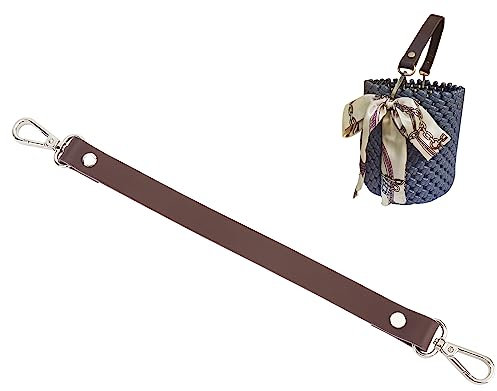 WADORN Cowhide Leather Purse Handle Strap, 13 Inch Leather Short Handbag Handle Strap Replacement Clutch Bag Handles DIY Bag Making Accessories for Wallet Tote Shoulder Bag Crochet Pochette, Brown