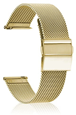 CeiBand Armband für 22MM 20MM Edelstahl Mesh Uhrenarmbänder Ersatz Metall Ersatzarmband, Uhrband mit Schnellverschluss Geeignet für Herren und Damen - Gold