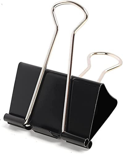 POERMA 60 Stück Foldback Klammern, 32mm Binder-Clips aus Metall, Schwarze Binderclips für Schule, Heimbedarf, 12 pro Box, 5 Boxen