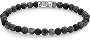 Rebel & Rose Unisex-Armband Farbstein, 925er Silber Onyx S Grau 32021111