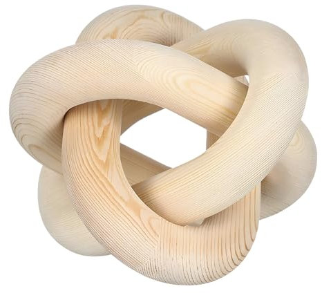 F Fityle Bohemio Eslabón de la Cadena de Madera Nudo Escultura Decoración Pieza Central de Madera Artesanía Estante Decoración Decorativo para Chimenea Fiesta, Beige