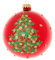 Krebs Glas Lauscha - Weihnachtsdekoration/Christbaumschmuck aus Glas - Weihnachtskugeln - Motiv: Rot glänzende Kugel mit Weihnachtsbaum - Größe: 6 mal 8cm