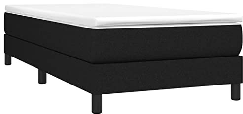 vidaXL Bettgestell, Polsterbett Bett für Schlafzimmer, Bettrahmen mit Lattenrost, Schlafzimmerbett Einzelbett, Schwarz 90x200cm Stoff