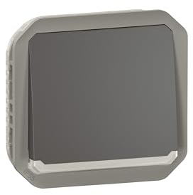 LEGRAND, Plexo New Einsatz, beleuchteter Taster mit Schließer-Kontakt, geliefert mit 230 V LED-Aggregat, 10A, 250V, Farbe: Anthrazit, 069813L