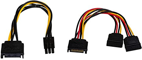 AKYGA AK-CA-30 SATA Stecker auf PCI-E 6 Pin Buchse Adapter Kabel 15cm & AK-CA-31 Stecker auf 2x Buchse Adapter Kabel 2x 15cm