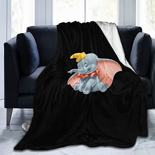 Lawenp Decke für Dumbo, weiche, leichte Plüsch-Flanell-Fleece-Decke mit Cartoon-Muster, für Couch, Sofa, Bett, Reisen, ganzjährig, Dekorationsdecke für Baby, Kinder, Jungen, Mädchen, 127 x 152 cm