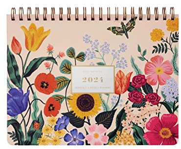 RIFLE PAPER CO. 12-Monats-Spiralplaner 2024 Blossom – Monats- und Wochendatumsplaner, stabile Doppelspiralspitze, Platz für monatliche Notizen und wöchentliche To-Do-Liste