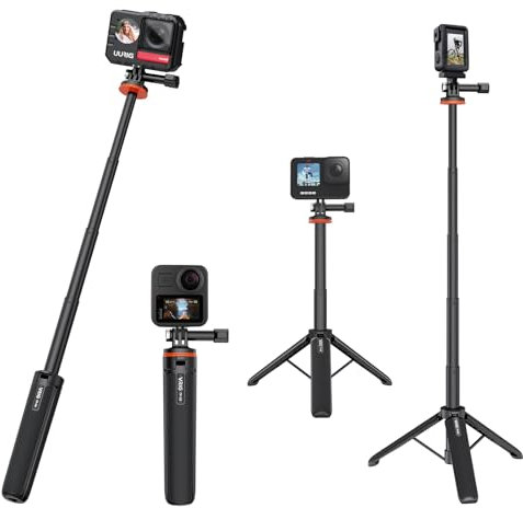 VRIG 20.1” Mini Extendable Action Camera Tripod for GoPro Hero 12/11/10/9, DJI Action 5/4/3, Insta360 Ace Pro