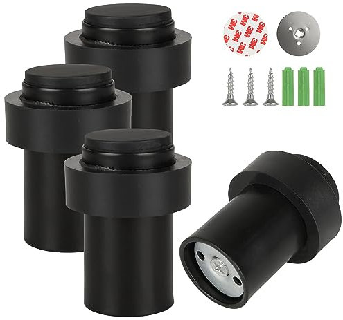 VIDETOL 4 Pcs Door Stoppers for Floor, Wall Mounted Heavy Duty Door Stopper with Bumper and Dampening Rubber, Stainless Steel Mute Door Stops for Home and Office, 60mm Height