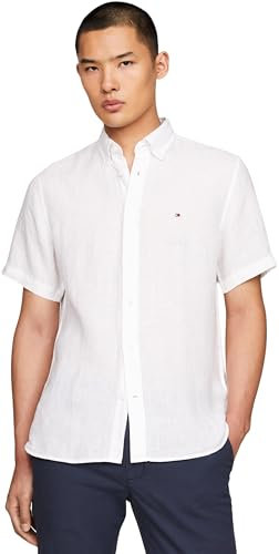 Tommy Hilfiger Men Short-Sleeve Shirt, White (Optic White), XS
