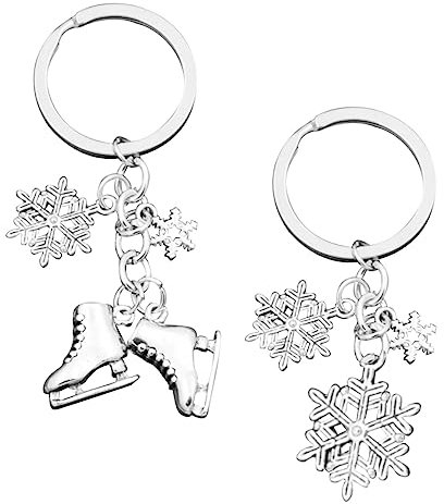 Abaodam Schlüsselanhänger Schlittschuh-Schuhe Medaillon Eiskunstlauf-Schneeflocke Schlüsselanhänger Schlittschuhe