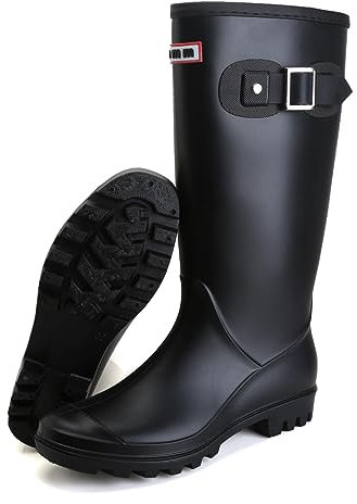 Stivali Gomma Donna, Resistenti all'Usura Comode Leggere Stivali Pioggia, da Pioggia da Antiscivolo Stivaletti, Nero, 40 EU