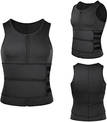 HAIYANG Sauna Weste, Sporttop 2-in-1 Sportweste Und Größenweste Saunakombination, Sauna-Anzüge, Neopren-Sauna-Anzug, Sauna-Weste Für Männer (Color : Noir, Size : XL)