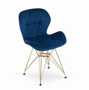 VBChome Stuhl Navy Blau Esszimmerstühle Küchenstuhl Wohnzimmerstuhl Bürostuhl Stuhl mit Rückenlehne Gold Gestell aus Metall Polsterstuhl Samt Stuhl aus Samt Velours Navy Blau