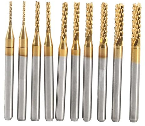 Cnc Fräser, 10 Stück Titanbeschichteter Schaftfräser Hartmetall Cnc Fräser Werkzeuge Für Leiterplatten Metal Kunststoff Edelstahl Und Kupfer1,0-3,0 Mm