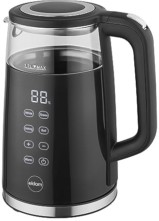 Glas-Wasserkocher, Schnurlos, 1,7 Liter, Glas-Wasserkocher, Leistung 2200 W, Wasserkocher mit Temperaturhaltung 40°-95°C, Touch-Bedienfeld, temperaturgesteuerter Wasserkocher