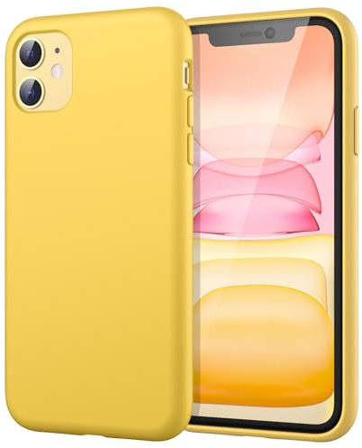JETech Silicone Hülle für iPhone 11 (2019) 6,1-Zoll, seidigem Ganzkörper-Schutzhülle Case Cover, mit weichem Mikrofaser-Innenfutter stoßfestes Abdeckung (Gelb)