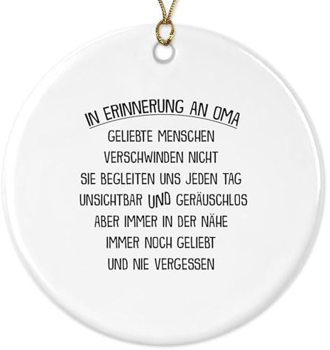 22Feels Weihnachtsdeko Trauer Andenken Oma In Erinnerung an Grossmutter Kondolenz Geschenk Weihnachtsbaumschmuck Anhänger Advent Keramik Ornament Rund