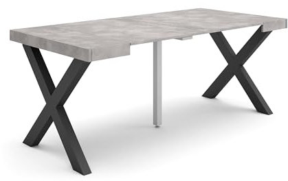 Skraut Home | Ausziehbarertisch | Multifunktionaler ausziehbarer | 180 | Für 8 Gäste | Massivholz Beine | Moderner Stil | Zement