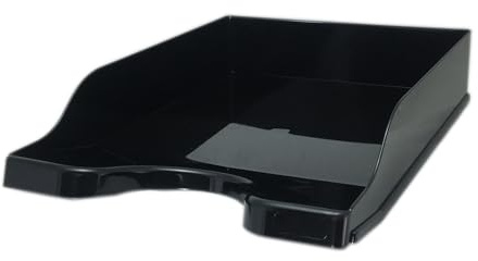 Deflecto A4 Self Stacking Letter Tray In Black, A4 paper tray organiser, letter organiser storage, desk trays - CP130YTBLK