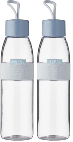 Mepal – Water Bottle Ellipse – Reusable Water Bottle – Leak Proof Drinking Bottle Suitable For Carbonated Drinks – BPA-Free - 500 ml – Nordic Blue (Pack of 2)