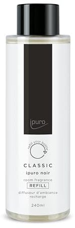 ipuro Classic Raumduft Nachfüllflasche NOIR 240ml | orientalischer Raumerfrischer Rose, Patschuli, Sandelholz, Eukalyptus & Kokosnuss Duft | Nachfüller für Diffuser + Stäbchen | Lufterfrischer Refill