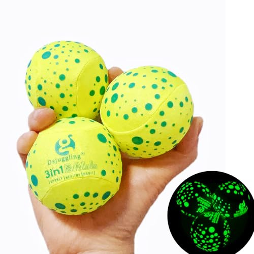 DSJUGGLING Glow in the Dark Jonglierbälle, weiches UV & leuchtendes reaktives Jonglierball-Set, 3 Stück