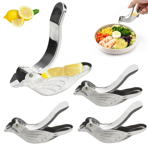 HEKOBAG 4 Pezzi Spremiagrumi Manuale in Acciaio Inox Spremi Limone Manuale Spremiagrumi Manuale Forma di Uccello Spremi Melograno Manuale Spremi Frutta Manuale per Cucina, Bar, Ristorante (Argento)