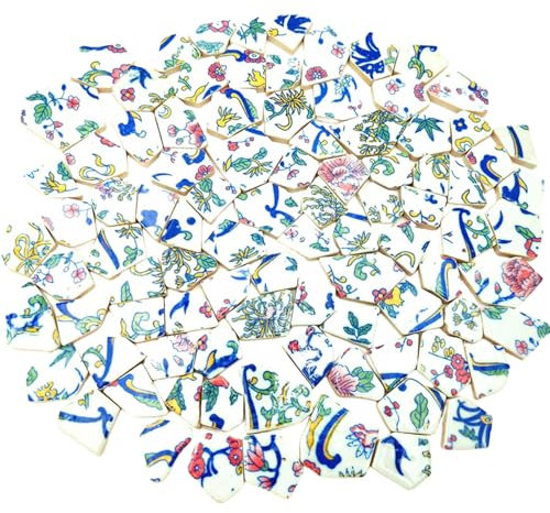 500 g Porzellan-Keramik-Mosaikfliesen, gebrochene unregelmäßige Mosaikfliesen für Heimwerker, Boden, Küche, Pool, Blumentöpfe, Mosaikherstellung (Porzellan 09)