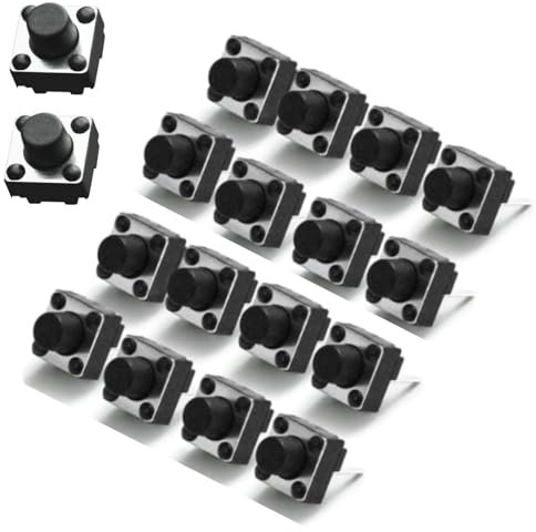 20Pcs Black Tactile Switches, TS-R036 Arduino Button Micro Push Button Switch SPST Momentary Tact 2 Pin 3.5 mm for Breadboard Arduino PCB Electronic Circuit Board,Industrial Switches