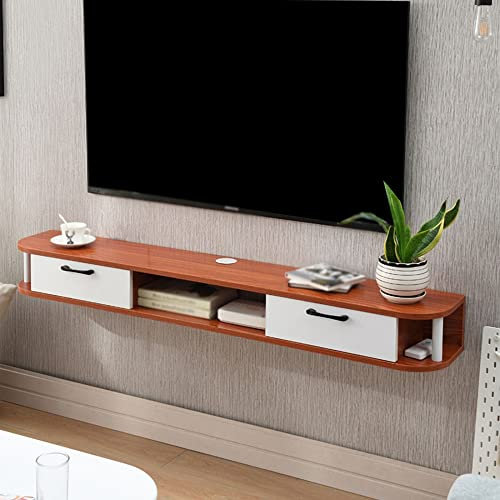 Schwebender Fernsehschrank, Hölzerne Wand-Fernsehschränke Mit Kabelführungsloch, Hängender Fernsehschrank Für Kleines Apartment-Schlafzimmer/Weiß/150Cm/Rot/120Cm