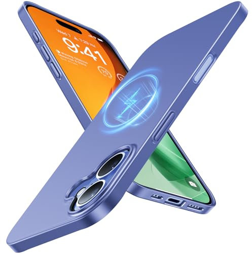 TORRAS Ultra Thin for iPhone 16 Case, Compatible with MagSafe, Light Slim Fit and Velvety Touch, Protective Hard Anti-Scratch Magnetic Case for iPhone 16 Cover, Matte Blue