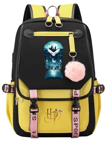 Mädchen Mode Eule BookBag Harry Magic Schultasche Rucksäcke Damen Jugend Kinder Reiserucksack Gelb