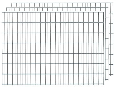 Doppelstabmatten, 3 Stück, Gesamtlänge 6 Meter, Höhe & Farbe wählbar - Drahtstärke: 6/5/6 mm - Maschung: 200 x 50 mm (L 6 m, H 143 cm, Anthrazit)