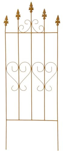Rankgitter aus Eisen Blumenranken Gitter 100 cm - Robuste Kletterhilfe und dekorative Rankhilfe für Outdoor Balkon und Garten - Steckzaun ideal für Rosen, Tomaten und Kletterpflanzen in Rostoptik