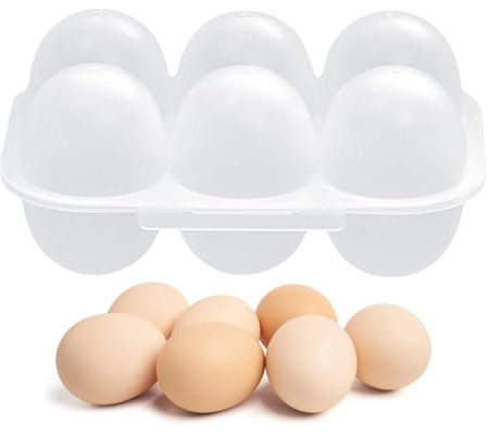 6 cajas de huevos de rejilla, 6 recipientes para almacenamiento de huevos, soporte para huevos transparente, cesta para huevos para nevera, contenedor de huevos de picnic, 6 rejillas, caja de
