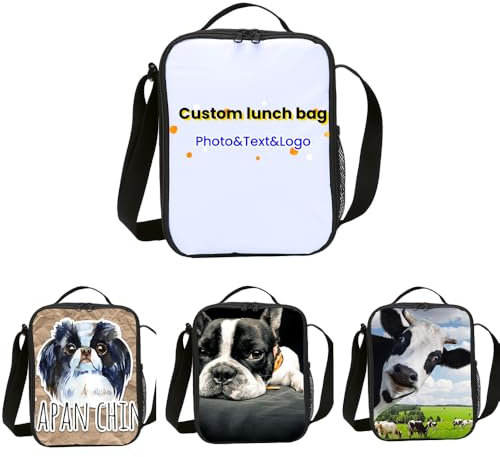 hadefa Bolsa de almuerzo personalizada, bolsa de almuerzo personalizada con texto fotográfico, bolsa de comida portátil con aislamiento para picnic en la oficina