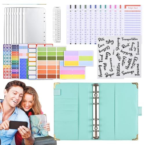 Notebook Binder, A6 6 Ring Budget Binder, Lightweight Binder, Colorful Binder Options, Refillable 6 Ring Leather Money Organizer Binder, Portable Easy To Use For Adults Ang Kids