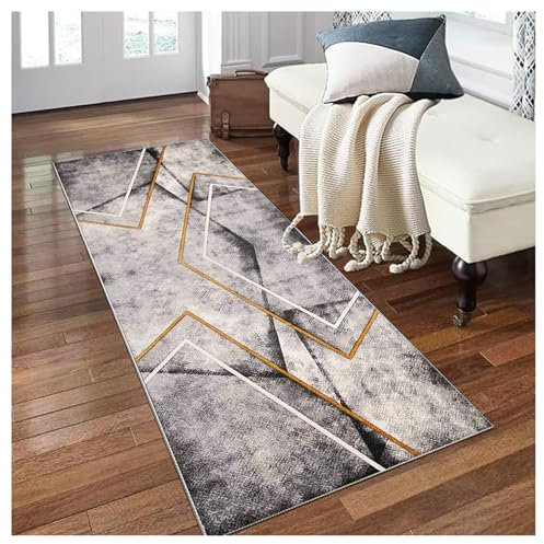 Siunwdiy Modern Schwarz Grau Teppich Läufer Flur rutschfest 120 x 300 cm Teppich Läufer Flur Waschbar Lang Küchenteppich Flurläufer Teppich Läufer für Küche,Korridor,Schlafzimmer,Wohnzimmer,Flur