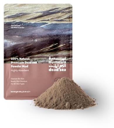 Numeira Totes-Meer-Schlammpulver, Peeling-Tonerde-Maske, Körperpeeling 250g | Mineralstoffreiche und sanfte Peeling-Tonerde-Maske, Gesichtsmaske für Männer und Frauen, Porenreinigung, für die Hautpflege