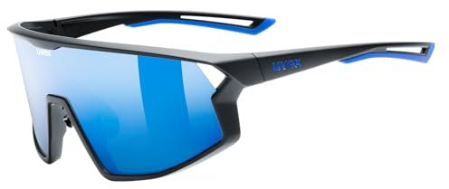uvex skyryse - Sportbrille für Damen und Herren - starker Schutz vor Sonnenstrahlung - direkte Rahmenbelüftung - black matt/blue mirror - one size